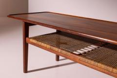 Hans Wegner Hans J Wegner coffee Table model AT 10 in Teak and Cane by Andreas Tuck 1950s - 4245569