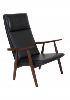 Hans Wegner Hans Wegner 260 High back Lounge Chairs in New Black Leather a Pair - 2982583