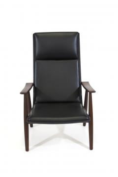 Hans Wegner Hans Wegner 260 High back Lounge Chairs in New Black Leather a Pair - 2982585