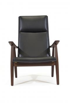 Hans Wegner Hans Wegner 260 High back Lounge Chairs in New Black Leather a Pair - 2982588
