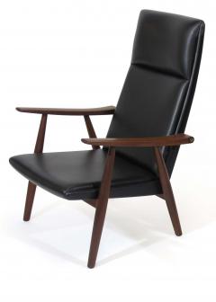 Hans Wegner Hans Wegner 260 High back Lounge Chairs in New Black Leather a Pair - 2982589