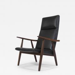 Hans Wegner Hans Wegner 260 High back Lounge Chairs in New Black Leather a Pair - 2983105