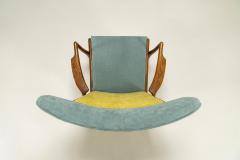 Hans Wegner Hans Wegner AP 15 Wingback Lounge Chair in Teak and Fabric Denmark 1951 - 3086676