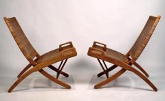 Hans Wegner Hans Wegner Cane and Oak Folding Chairs for Johannes Hansen of Denmark - 689173