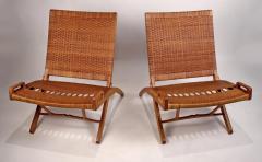 Hans Wegner Hans Wegner Cane and Oak Folding Chairs for Johannes Hansen of Denmark - 689175