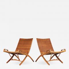 Hans Wegner Hans Wegner Cane and Oak Folding Chairs for Johannes Hansen of Denmark - 689492