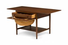 Hans Wegner Hans Wegner For Andreas Tuck Teak Wood Drop Leaf Woven Basket Sewing Table - 3170583