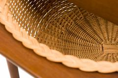 Hans Wegner Hans Wegner For Andreas Tuck Teak Wood Drop Leaf Woven Basket Sewing Table - 3170585