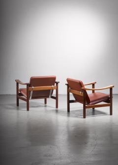 Hans Wegner Hans Wegner Pair of Lounge Chairs for Getama Denmark 1950s - 2149673