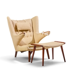 Hans Wegner Hans Wegner for AP Stolen AP19 Mid Century Papa Bear Chair and Ottoman Pair - 4741099