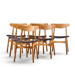 Hans Wegner Hans Wegner for Carl Hansen CH30 Danish Teak and Oak Dining Chairs Set of 6 - 4775034