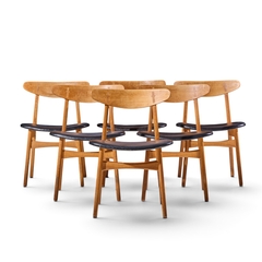 Hans Wegner Hans Wegner for Carl Hansen CH30 Danish Teak and Oak Dining Chairs Set of 6 - 4775035