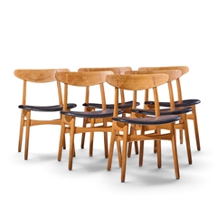 Hans Wegner Hans Wegner for Carl Hansen CH30 Danish Teak and Oak Dining Chairs Set of 6 - 4776707