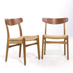 Hans Wegner Hans Wegner for Carl Hansen Son CH23 Danish Teak and Oak Dining Chairs Pair - 4125656