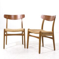 Hans Wegner Hans Wegner for Carl Hansen Son CH23 Danish Teak and Oak Dining Chairs Pair - 4125657