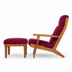 Hans Wegner Hans Wegner for Getama GE 290 Danish High Back Lounge Chairs Pair with Ottoman - 4302755