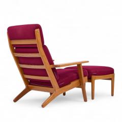 Hans Wegner Hans Wegner for Getama GE 290 Danish High Back Lounge Chairs Pair with Ottoman - 4302761