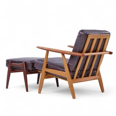 Hans Wegner Hans Wegner for Getama GE 290 Teak High Back Lounge Chairs Pair with Ottoman - 4740399