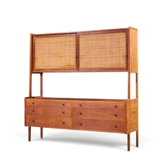Hans Wegner Hans Wegner for Ry M bler RY 20 Danish Teak Rattan Highboard Credenza Hutch - 4717504