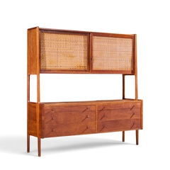 Hans Wegner Hans Wegner for Ry M bler RY 20 Danish Teak Rattan Highboard Credenza Hutch - 4717505