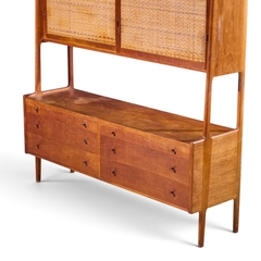 Hans Wegner Hans Wegner for Ry M bler RY 20 Danish Teak Rattan Highboard Credenza Hutch - 4717511