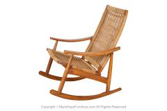 Hans Wegner Mid Century Modern Woven Rocking Chair in the Style of Hans Wegner - 3928551