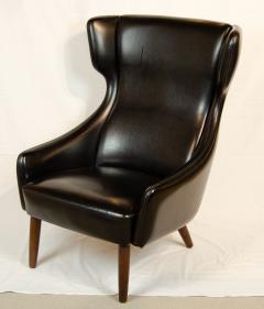 Hans Wegner Pair of Black Vinyl Wingback Chairs - 3664768