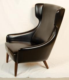 Hans Wegner Pair of Black Vinyl Wingback Chairs - 3664769