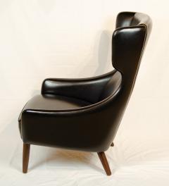 Hans Wegner Pair of Black Vinyl Wingback Chairs - 3664771