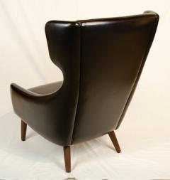 Hans Wegner Pair of Black Vinyl Wingback Chairs - 3664772