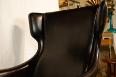 Hans Wegner Pair of Black Vinyl Wingback Chairs - 3664777