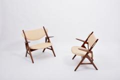 Hans Wegner Pair of Reupholstered Mid Century Modern Chairs in the style of Hans Wegner - 1951159