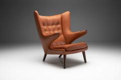 Hans Wegner Papa Bear Leather Lounge Chair by Hans J Wegner for AP Stolen Denmark 1950s - 3961037