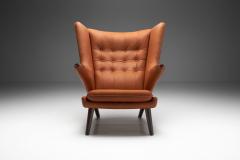 Hans Wegner Papa Bear Leather Lounge Chair by Hans J Wegner for AP Stolen Denmark 1950s - 3961038