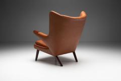 Hans Wegner Papa Bear Leather Lounge Chair by Hans J Wegner for AP Stolen Denmark 1950s - 3961041