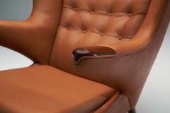 Hans Wegner Papa Bear Leather Lounge Chair by Hans J Wegner for AP Stolen Denmark 1950s - 3961043