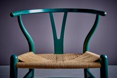 Hans Wegner Set of 10 Hans Wegner Wishbone Chairs in Green Lacquer for Carl Hansen S n - 3857635