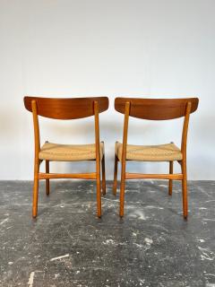 Hans Wegner Set of 6 Hans Wegner CH23 Dining chairs in Teak Oak and Danish Cord - 3603995