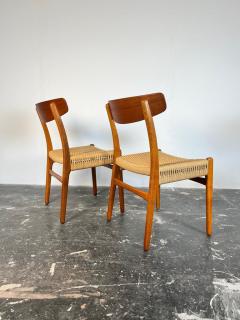 Hans Wegner Set of 6 Hans Wegner CH23 Dining chairs in Teak Oak and Danish Cord - 3603996