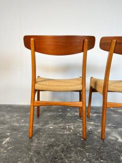 Hans Wegner Set of 6 Hans Wegner CH23 Dining chairs in Teak Oak and Danish Cord - 3603997