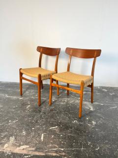 Hans Wegner Set of 6 Hans Wegner CH23 Dining chairs in Teak Oak and Danish Cord - 3604017