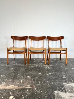 Hans Wegner Set of 6 Hans Wegner CH23 Dining chairs in Teak Oak and Danish Cord - 3604029