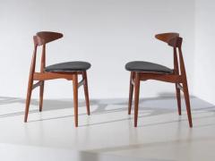 Hans Wegner Set of Four CH33 in Oak and Black Leather Hans J Wegner for Carl Hansen Son - 3468868