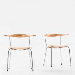 Hans Wegner Set of Six Armchairs Model JH 701 in Birch and Steel by Hans J Wegner 1960s - 4444190