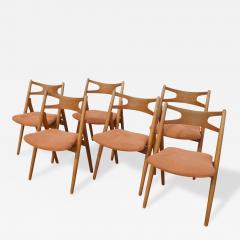 Hans Wegner Set Of Six Oak Ch 29 Sawbuck Dining Chairs By Hans Wegner For Carl Hansen