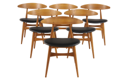 Hans Wegner Set of Six Rarely Seen Scandinavian Modern Dining Chairs by Hans Wegner - 3439715