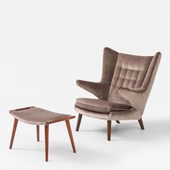 Hans Wegner Teak Papa Bear Chair and Ottoman by Hans J Wegner for A P Stolen - 4441952