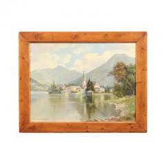 Hans Weidinger Hans Weidinger 1940s Oil Landscape Painting of Tegernsee in the Bavarian Alps - 3544525