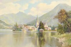 Hans Weidinger Hans Weidinger 1940s Oil Landscape Painting of Tegernsee in the Bavarian Alps - 3544597