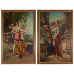 Hans Zatzka Hans Zatzka Attributed Pair of Oil on Canvas Paintings Venus and Psyche Austria - 554470